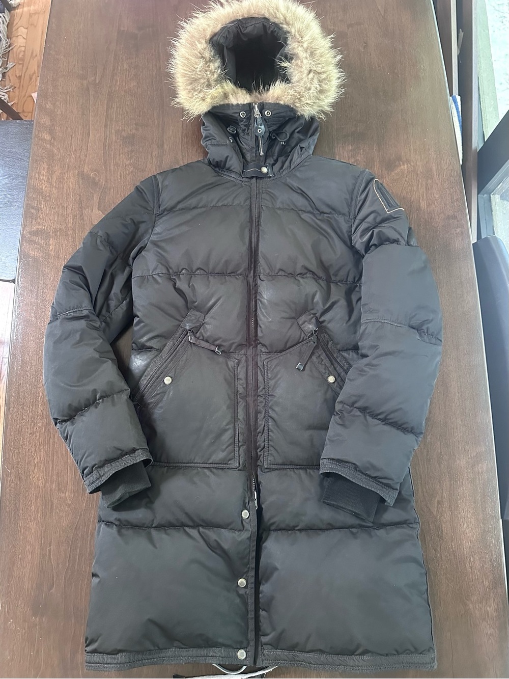 Parajumpers Women's Black Long Puffer Parka Fur Hood S